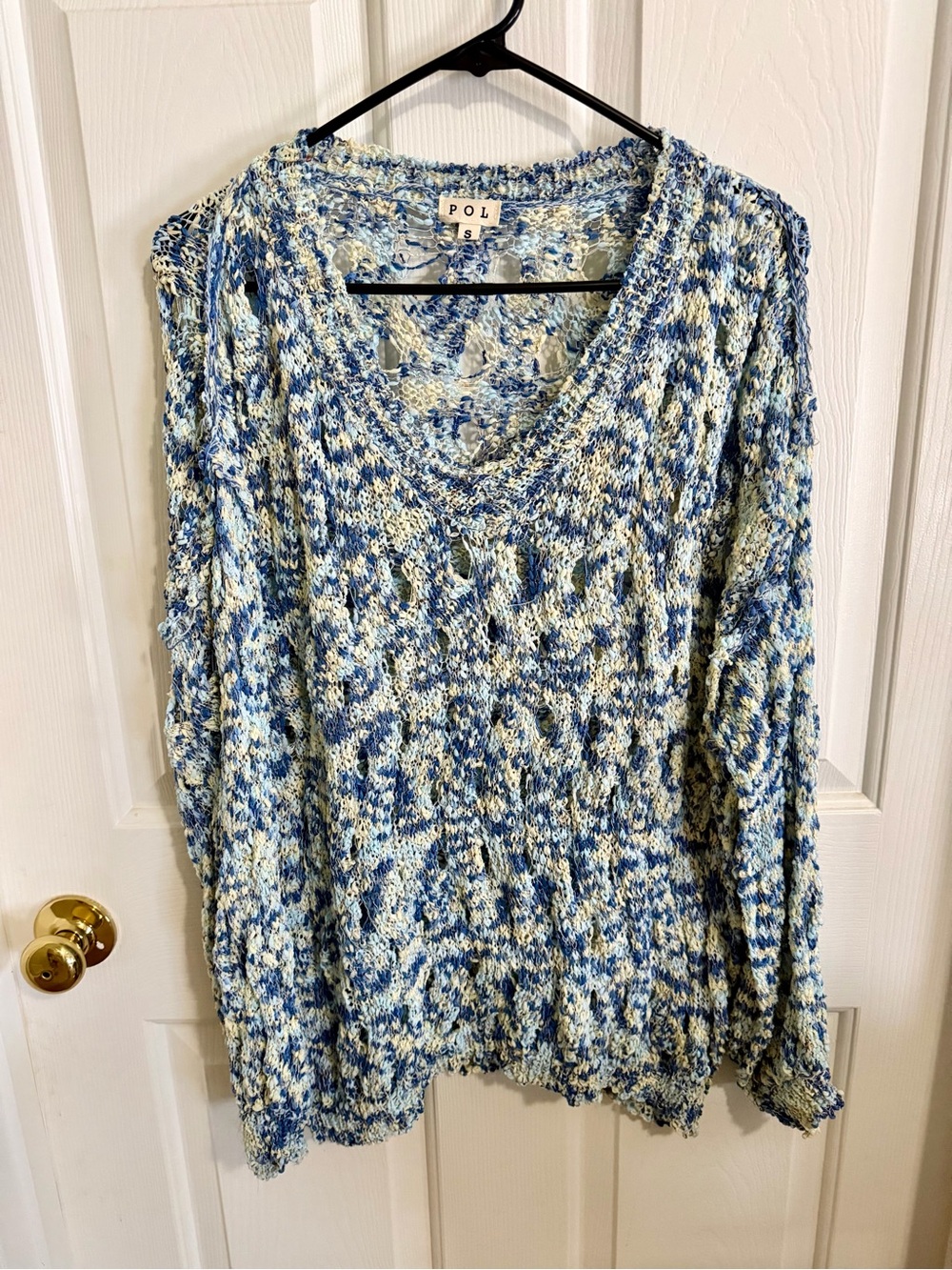NWOT POL Blue Marled V-Neck Knit Sweater